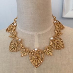 Signed Oscar de la Renta Gold Necklace Set, NWOT